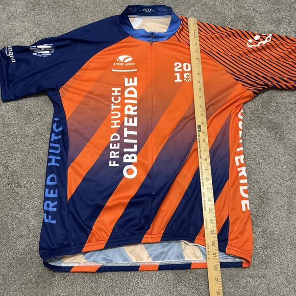 Voler Cycling Jersey Adult 2XL XXL Orange Blue 1/2 Zip Short Sleeve US Made Poly - Picture 5 of 5